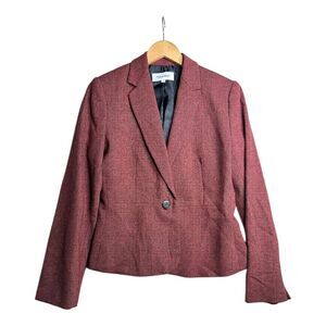 Calvin Klein Wool Blend‎ One Button Blazer size 6 Red